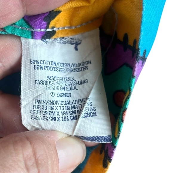 Vintage Disney Pocahontas Colorful Stripe Twin Top Sheet USA Cutter Crafts FLAWS - Picture 5 of 9